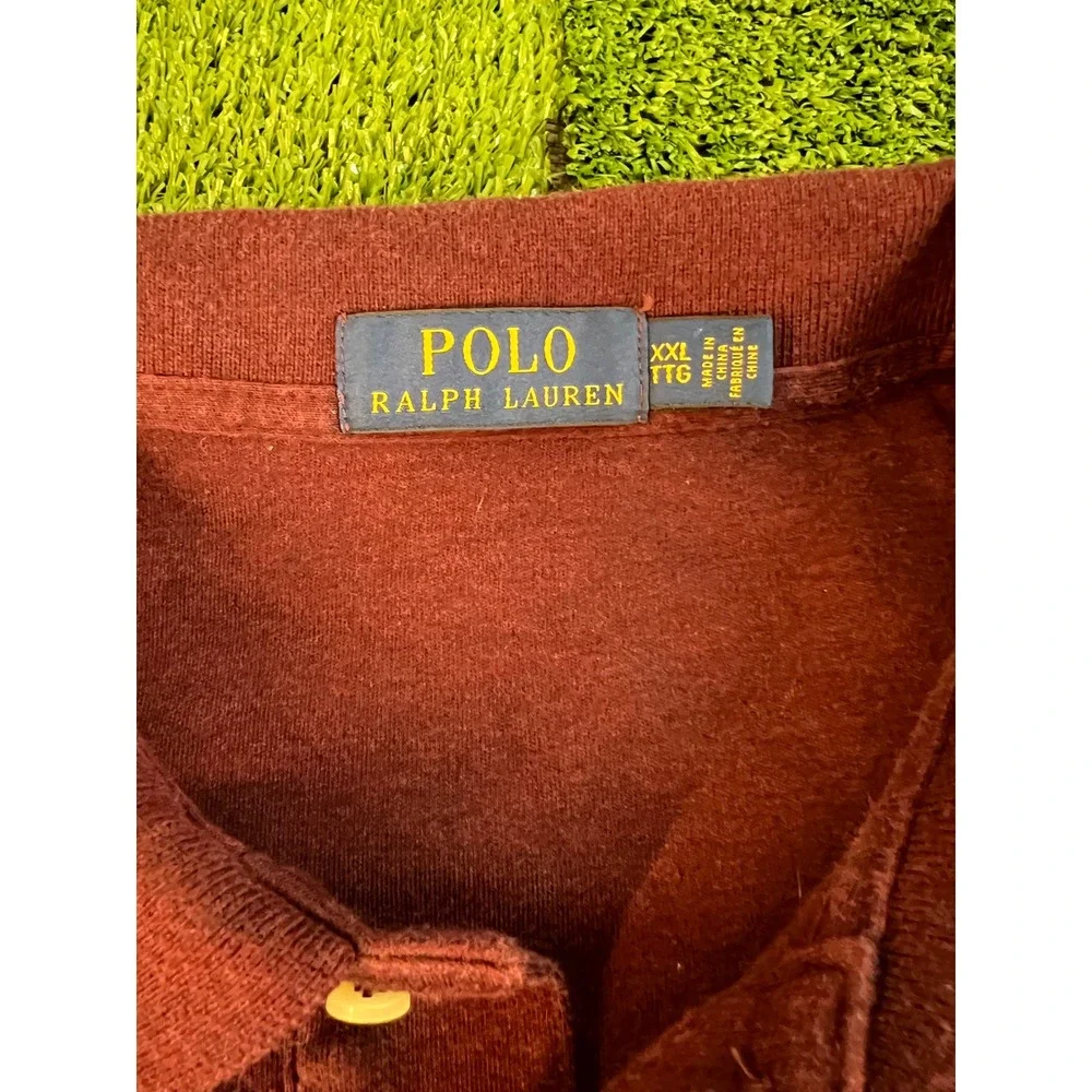 Polo Ralph Lauren Mens XXL Burgundy Maroon Short Sleeve Pique Polo Shirt Logo